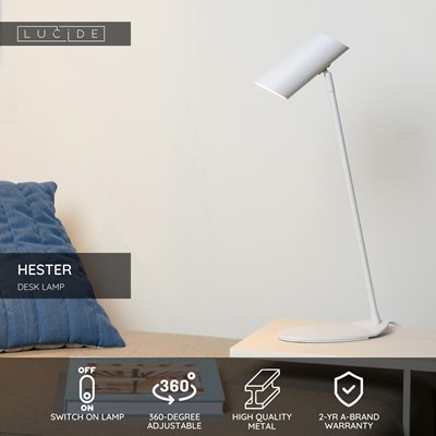 Lucide HESTER - Desk lamp - 1xGU10 - White